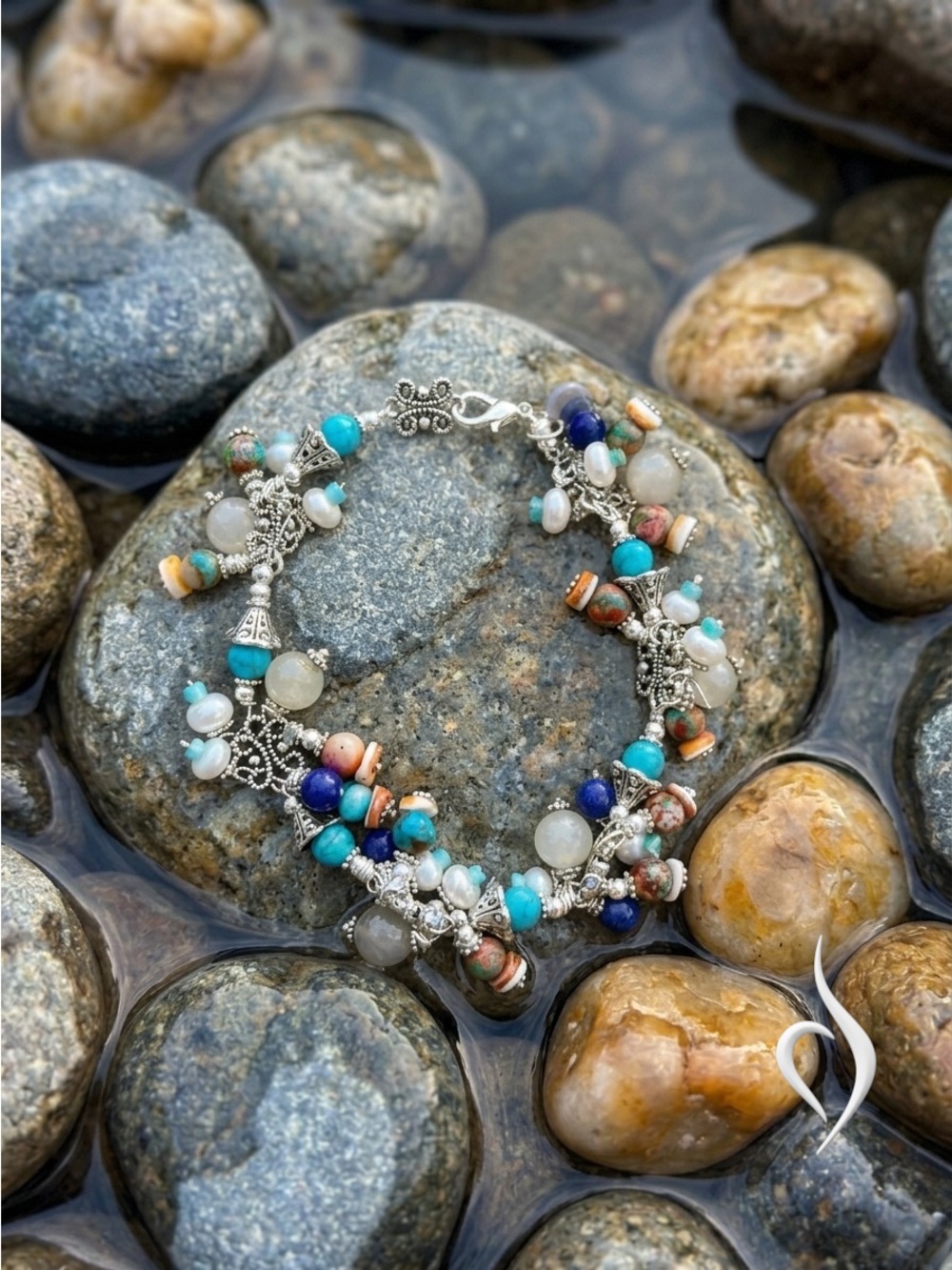 Sterling Silver & Multi-Gemstone Bracelet